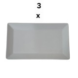 Set 3 Platouri dreptunghiulare, 25&times;15 cm, Alb mat