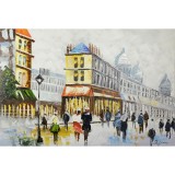 Strada din Paris -pictura in ulei OP-29, Peisaje, Realism