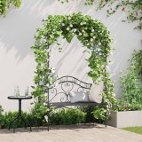 Cumpara ieftin Banca de grădină cu design floral &icirc;n arc, neagră, de 121 cm, din oțel.