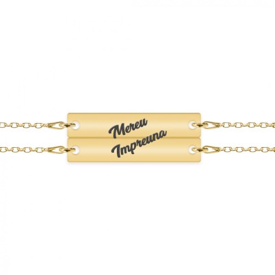 Forever - Set bratari din argint 925 placat cu aur galben 24K tablite personalizate pentru cuplu foto
