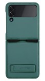 Husa Protectie Nillkin Qin Series Piele Ecologica pentru Samsung Galaxy Z Flip4, Verde inchis