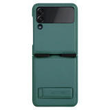 Husa Protectie Nillkin Qin Series Piele Ecologica pentru Samsung Galaxy Z Flip4, Verde inchis