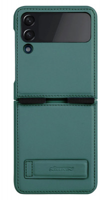 Husa Protectie Nillkin Qin Series Piele Ecologica pentru Samsung Galaxy Z Flip4, Verde inchis foto