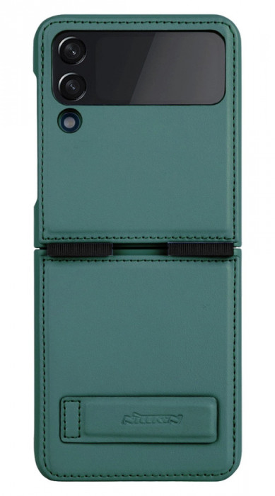 Husa Protectie Nillkin Qin Series Piele Ecologica pentru Samsung Galaxy Z Flip5, Verde inchis