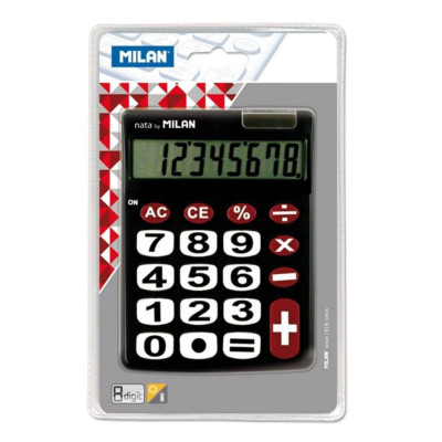 Calculator de Birou MILAN, 8 Digits, 191x139x33 mm, Alimentare Duala, Corp din Plastic Negru, Calculatoare Birou, Calculator 8 Digits, Calculator Elec foto