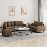 vidaXL Set de canapele cu perne, 3 piese, maro, textil 3201675