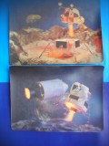 HOPCT LOT NR 970 COSMOS SPACE-STEREO 3 D -2 CARTI POSTALE-NECIRCULATE, Circulata, Printata