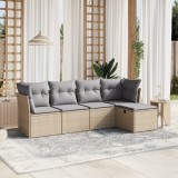 Gossi set canapele de gradina, 5 piese, cu perne, bej, poliratan