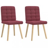 VidaXL Scaune de bucătărie, 2 buc., roșu vin, material textil