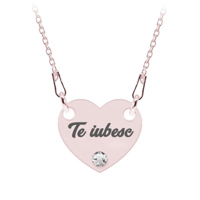Claudia - Colier personalizat inimioara din argint 925 placat cu aur roz foto