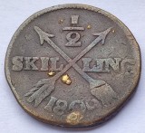 394. Moneda Suedia 1/2 skilling 1809