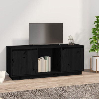 Comoda TV, negru, 110,5x35x44 cm, lemn masiv de pin GartenMobel Dekor foto