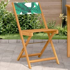 Gossi scaune bistro 2 buc., model frunze, lemn masiv acacia textil