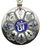Amuleta argintie cu cele 8 simboluri tibetane, cu cele 12 zodii si silaba de