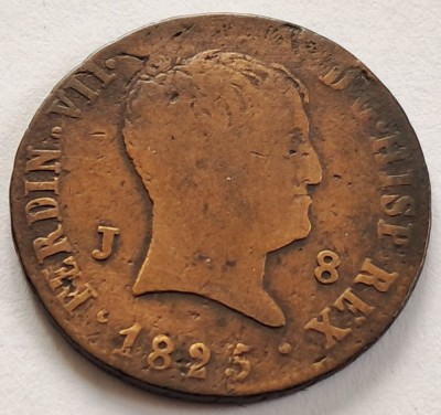 Spania, 8 Maravedis Ferdinand VII 1825 foto