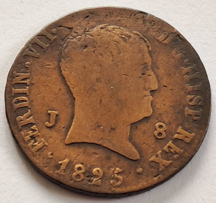 Spania, 8 Maravedis Ferdinand VII 1825