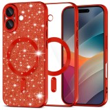 Husa premium iPhone 17 Asteroid GSM Luxury Glitter MagSafe, rosu