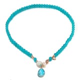 Cumpara ieftin Colier Lilou din jad verde acvatic și cuarț