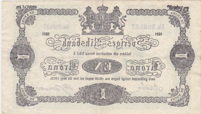 Suedia 1 krona coroana 1921 aVF foto