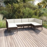 vidaXL Set mobilier de grădină cu perne, 6 piese, maro, poliratan 3094587