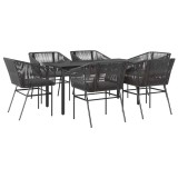Cumpara ieftin Set de sufragerie de gradina 7 piese neagra sticla polirattan