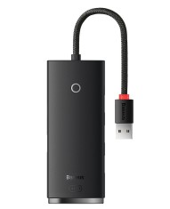 HUB extern Baseus Lite, porturi USB: USB 3.0 x 4, conectare prin USB 3.0, lungime 2m, negru, &amp;quot;WKQX030201&amp;quot; (timbru verde 0.8 lei) - 6932172606220 foto