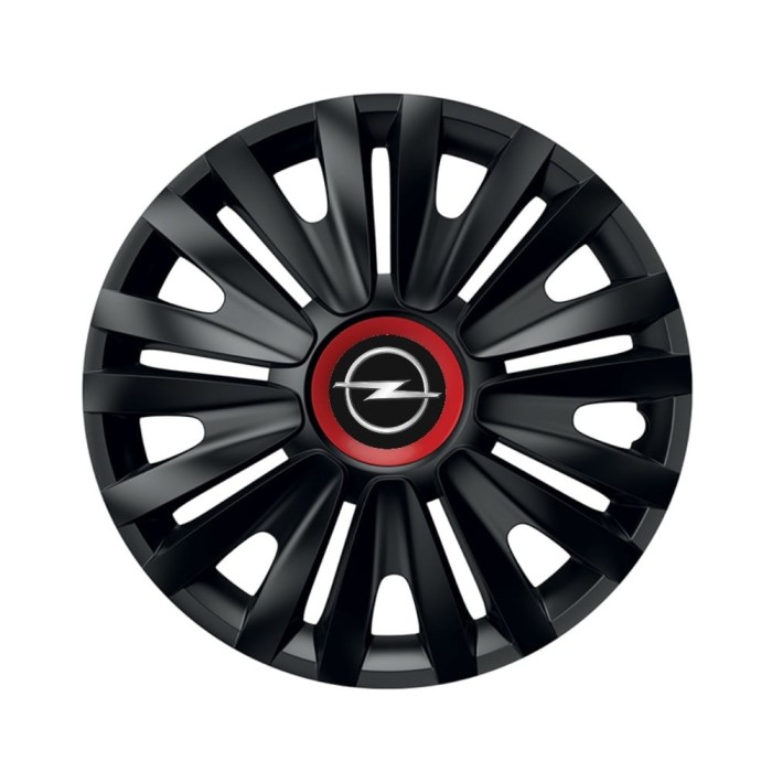 Set 4 capace roti Negre Cu Inel Rosu Royal R16 pentru gama auto Opel