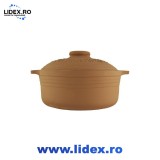 Vas de lut rotund, cu capac,potrivit pentru sarmale, orez, tocane, 4L, AZHOME