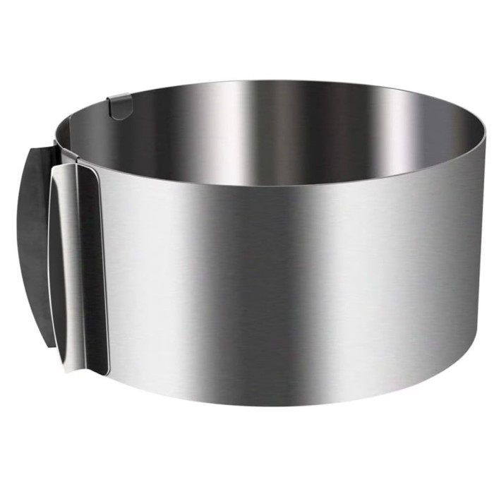 Inel metalic reglabil Pufo Cake pentru blat de tort, prajituri, inaltime 8.5 cm, argintiu