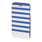 Husa Booklet Stripes iPhone 6 Hama, Albastru/Alb, iPhone 6/6S, Cu clapeta, Vinyl