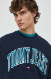 Cumpara ieftin Tommy Jeans hanorac de bumbac bărbați, culoarea bleumarin, cu imprimeu, DM0DM18628