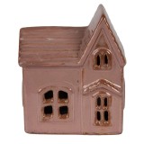 Cumpara ieftin Casuta decorativa ceramica maro cu led 10x6x11 cm