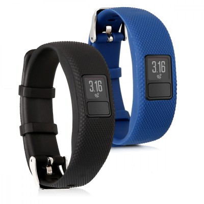 Set 2 Curele pentru Garmin Vivofit 4, kwmobile, Silicon, Albastru / Negru, 44228.01 foto