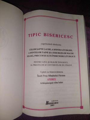 TIPIC BISERICESC,2003,CELOR 7 LAUDE,a sf.liturghii,a sf.taine si a Ierurgiilor foto