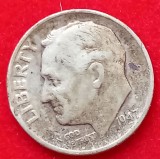 (A327) MONEDA DIN ARGINT SUA - ONE DIME 1947, ROOSEVELT, LOVITA, 2,5 GRAME, PURITATE 900