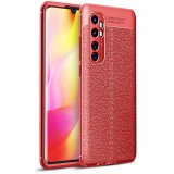 Husa TPU OEM Litchi Antisoc pentru Xiaomi Mi Note 10 Lite, Rosie