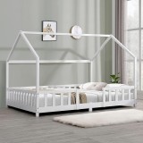 Cumpara ieftin Pat Copii Sisimiut tip Casuta Montessori, Dimensiuni 200x120cm, Lemn de Brad, Culoare Alb, [en.casa]