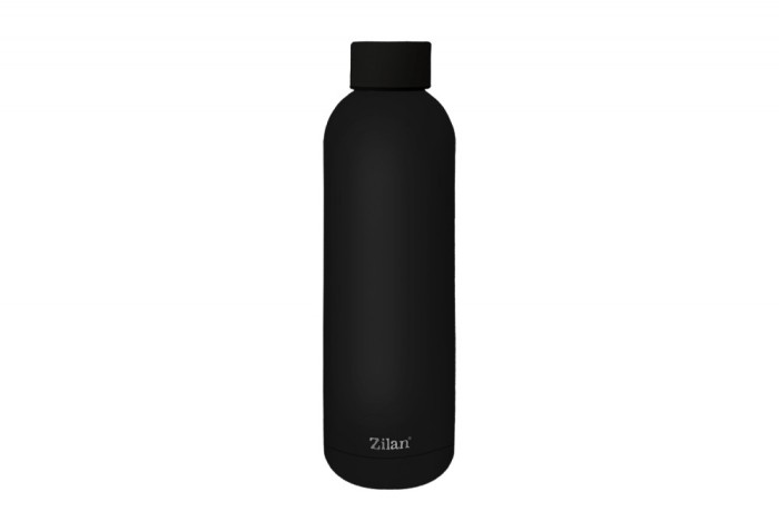 Termos Zilan ZLN9840 tip sticla sport, capacitate 500ml, interior din inox, pereti dublii, negru
