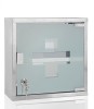 Dulap Medicamente cu Cheie, Otel Inoxidabil, 30x30x12cm, Montare pe Perete, Sticla Securizata
