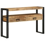 Mese laterale vidaXL Negre 120x33x75 cm din lemn solid de mango și metal