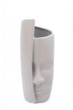 Cumpara ieftin Vaza decorativa din ceramica, forma de cap, gri, 28 x 12 cm