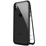 Husa Magnetic Case 360 iPhone X + Folie Autoregenerativa, Protectie Completa, Sticla Securizata, Margini Metalice, Negru
