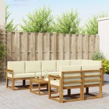 vidaXL Set de canapele de exterior cu pernă 9 pcs Natural și Crem 3366593