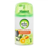 Rezervă Odorizant Cameră, Green World, Spray Automat, Aromă Flori de Portocal și Lime, Capacitate 250ml, Oem