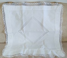 Fata de perna Vintage din bumbac cu broderie, bordura si insertii de dantela croset