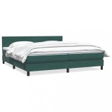 Cumpara ieftin Pat box spring cu saltea, verde &icirc;nchis, 180x210 cm, catifea