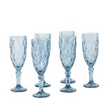 Set 6 Pahare Sticla cu picior Cok Blue 165ml Sampanie 157-0009 CNN49479