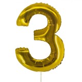 Balon Folie Party, Nr. 3, Culoare Auriu Metalizat, Dimensiune 21 cm