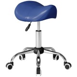 HOMCOM Taburet cu role, scaun de lucru cu &icirc;nălțime reglabilă 49-61 cm și șezut ergonomic, 52x53x49-61cm, bleu | Aosom Romania