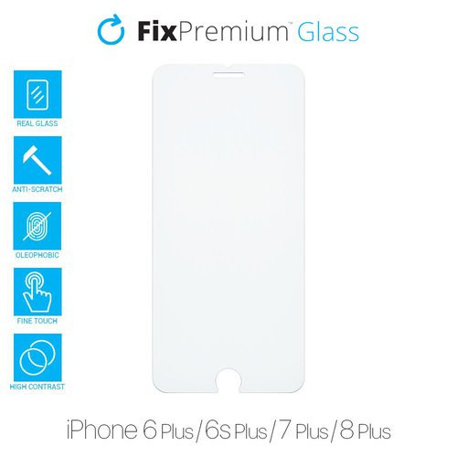 FixPremium Glass - Sticlă securizată pentru iPhone 6 Plus, 6s Plus, 7 Plus &amp; 8 Plus